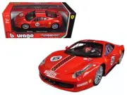 2015 Ferrari 458 Challenge #5 Red 1/24 Diecast Model Car Bburago
