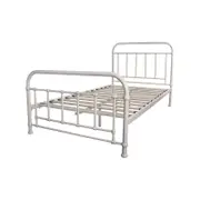 Metallica King Single Bed Size Metal Frame Platform Mattress Base - White