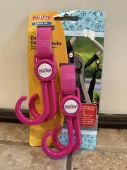 New Nuby On The Go Deluxe Stroller Hooks Pink