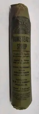 Vintage Apothecary Bumstead's Syrup Bottle In Original Packaging 1800's Unused