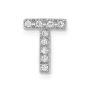 Real 14kt White Gold Diamond Letter T Initial Charm
