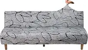 Sofa Cover Without Armrests, 2/3 Seater, Sofa Throws, Armless Sofa Bed Cover, Jacqaurd Stretch, Waterproof, Washable, Sofa Cover for Clic Clac Folding Couch Without Armrests, Grey Style