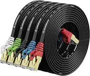 CableGeeker Cat 8 Ethernet Cable 10FT 5 Pack Black, 40Gbps 2000Mhz High Speed LAN Network Cable Gigabit Cat8 Patch Cables, Professional RJ45 Flat Internet Cable for Modem,Router,PC,PS5,Patch Panel