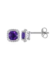 Rina Limor 10K 1.40 ct. tw. Diamond & African Amethyst Halo Earrings