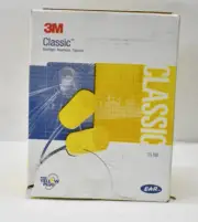 200 Pairs 3M Classic Earplugs Corded PVC Foam Yellow 311-1101 Neck String