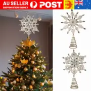 Snowflake Tree Topper Star Christmas Decorations Top Deco Xmas Star Glitter Gift