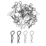 50Pcs 30-Degree RC Body Clips for 1/8 1/10 1/12 Scale Model(Silver/Black,24.3mm)