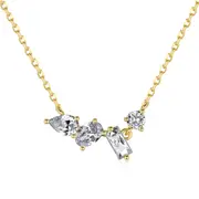 ANYCO Necklace 925 Silver for Women Heart Square Waterdrop Shape Heart Pendant Gold Platting Cubic Zirconia 5A 18K Jewelry
