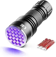 Lepro UV Light, 21 LED 395nm UV Torch, Black Light Detector for Pets Urine, Stain, Bed Bugs on Carpet or Floor, Fake Banknote and More, 3 AAA Batteries Included