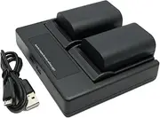 [Hridz] LP-E6 LP-E6N Battery Charger Rechargeable Batteries Set Compatible with Canon 5D Mark II III IV 80D 70D 60D 6D EOS 5Ds 5D2 5D3 5DSR 5D4 and More (2-Pack 2000mAh, Dual USB)