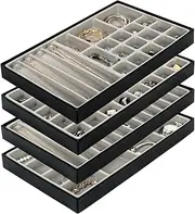 [J JACKCUBE DESIGN] JackCubeDesign Stackable Leather Jewellery Tray Earring Necklace Bracelet Ring Organiser Display Storage Box- :MK212-3