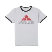 The Terminator Cyberdyne Systems Logo Unisex Ringer T-Shirt - White/Black