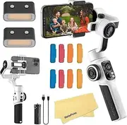 Zhiyun Smooth 5S Gimbal Stabilizer for Smartphone, Handheld 3-Axis Phone Gimbal for iPhone 13 Pro Max Mini 12 11 XS X XR 8 7 6 Plus Android Cell Phone,Vlogging Stabilizer,YouTube T+2Pcs Mini LED Light