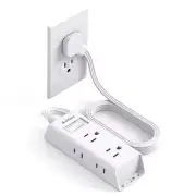 Cruise Essentials - Flat Plug Power Strip, 5 ft Ultra Flat 5 FT White