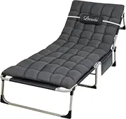 Levede Folding Camping Cot W/Mat for Adults,Heavy Duty Outdoor Camping Bed Travel Camp Cots Camping Loungers,5-Position Adjustable Backrest,Lightweight Tent Cot for Home Office Beach Garden(Dark Grey)