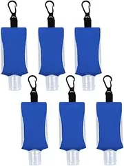 Empty Bottle for Hand Sanitizer Gel Products Liquid Soap 6 Pack 1 OZ Travel Sized Holder Keychain Carriers Flip Cap Reusable Portable (Royal Blue)