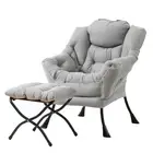 Lazy Chair with Ottoman, Modern Large Accent Lounge Peach Skin Light Grey