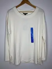 Banana Republic Womens Large Cream Long Sleeve Split-Hem Top New