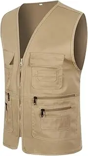 [Bciopll] Multi Pocket Vest Jacket Men's Slim Fit Outerwear Sleeveless Zipper Jacket Male Clothes Cotton Waistcoat