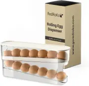 2-Tier Rolling Egg Dispenser, Egg Holder Tray Egg Dispenser Holds 12-14 Standard