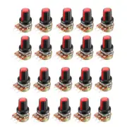 20Pcs 10K Variable Resistors Rotary Carbon Film Taper Potentiometer with Knobs