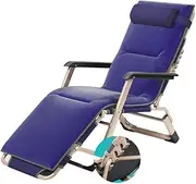 Balcony Office Relaxing Chair Sun Loungers Deck Chairs Reclining G Relaxer Recliner Sunbed Foldable Adjustable for Patio Outdoor Camping Beach, Blue