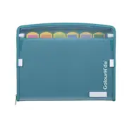 Colourhide A4 Zip-It Expanding File Cover Organiser w/Pen Holder Loop Teal Green