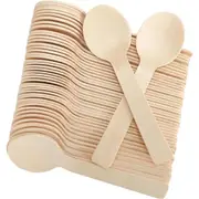 2400pcs 16cm Disposable Wooden Spoons Eco Friendly Cutlery Extra Strong Bulk