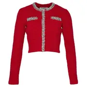 [Self-Portrait] Red Textured Knit Cardigan