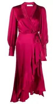 Zimmerman Silk Wrap Midi Dress in Bordeaux Red NWT Size 4