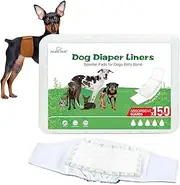 Dog Diaper Liners 150ct Super Absorption and Leak-Proof Disposable Dog Diaper Booster Pads for Female and Male Fit Most Reusable Belly Bands, Wraps and Period Diapers(Large, M-150ct)