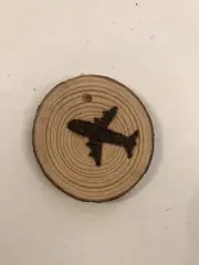 2.5” Hand Burned Pyrography Ornament “Airplane”
