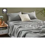 Gabriel French Linen Chambray Bed Sheet Set - Grey, Double - Double