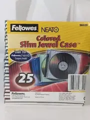Slim Jewel Cases CD/DVD/Blu-Ray - New Fellowes Neato 25 count - 4 Colors