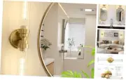 Bathroom Light Fixtures, Gold Wall Sconce in Threaded Glass Gold Threaded Glass