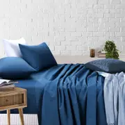 Amsons Sheet Set - Double Fitted & Flat Sheet With Pillowcases - Mid Night Blue