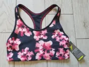 Old Navy Active Go-Dry Racerback Sports Bra size XS - gray/pink/flowers - NEW