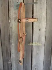 Headstall - Browband Rough Out Copper Square Conchos, Dots