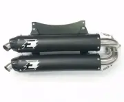 Empire Industries Black Dual Slip On Exhaust Quiet Series Polaris RZR XP Turbo