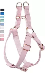 Soft Leather Nylon No Pull Dog Harness with Rose Rose Metal Buckle, XL