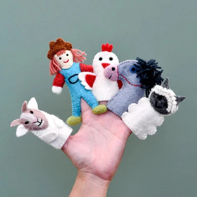 Tara Treasures - Old MacDonald Farm Animals Finger Puppet Set (B Set)
