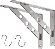 YUMORE Stainless Steel Shelf Bracket 10", Heavy Duty Solid Shelf Support Corner