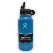 32oz Hydro Flask Water Bottle Wide Mouth Stainless Steel W/Straw Lid Pacific