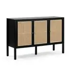 Design Square Lucien Sideboard Buffet Unit Storage Cabinet W/ 3-Doors - Black/Ra