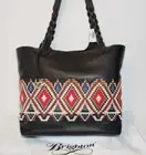 BRIGHTON AFRICA STORIES MASAI EMBROIDERED LEATHER CONVERTIBLE TOTE HANDBAG$425
