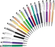 SICANAUO 20pcs 2 in 1 Stylus Ballpoint Pen, SICANAUO Crystal Diamond Retractable Screen Touch Pen, Bling Capacitive Pens for Smartphones, Note, Tab, Office School Stationery (Blue Ink pens)