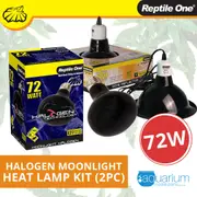 Reptile One Halogen Moonlight Heat Lamp Kit w/ Ceramic Dome Reflector 72W (2pc)