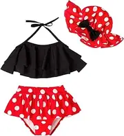 [Magic Park] 3M-3T Baby Girl Bikini Sets 3 Piece Swimsuit Toddler Girls Bathing Suit with Hat Beach Swimwear