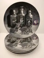 HARVEST GREEN STUDIO HALLOWEEN DINNER PLATES SET 4 RATS POTION APOTHECARY BLACK