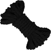 LEREATI 8mm Macrame Cord 10m Thick Macrame Rope Soft Cotton Rope, Natural Cotton Twine String for Macrame Plant Hanger, Wall Hanging, Knitting, DIY Crafts, Gardening, Decoration (Black)